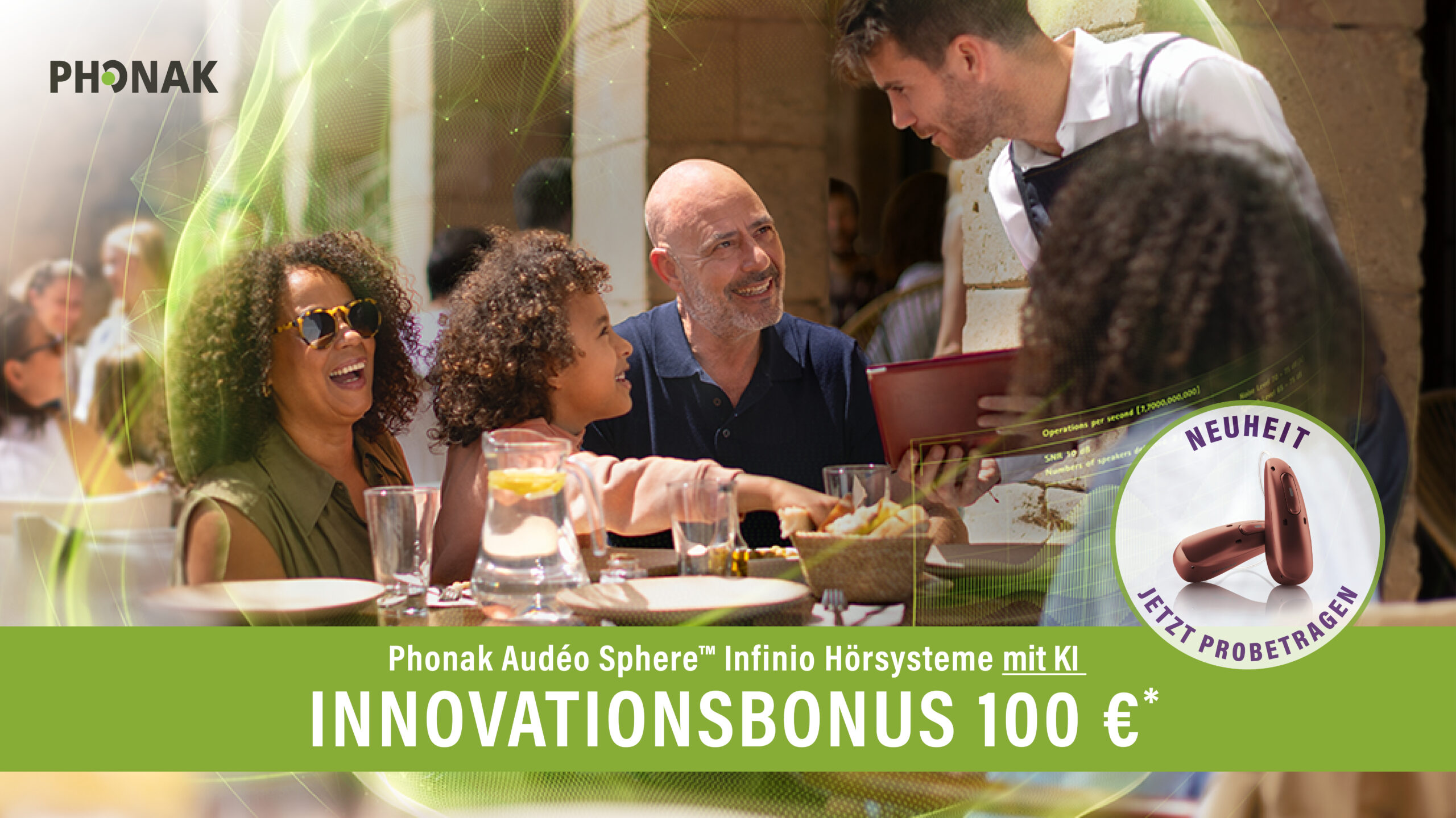 Neuheit: Phonak Audéo Sphere™ Infinio Hörsysteme mit KI Innovationsbonus 100 €