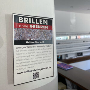 Informationen zu "Brillen ohne Grenzen" im Laden von Optik+Akustik Grätz in Biblis